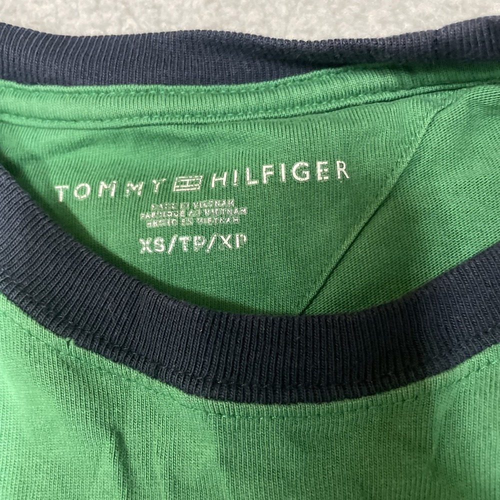 Tommy Hilfiger T-Shirt Men XS Green Logo Stripe Flag Crew Neck Short Sleeve - Picture 5 of 6
